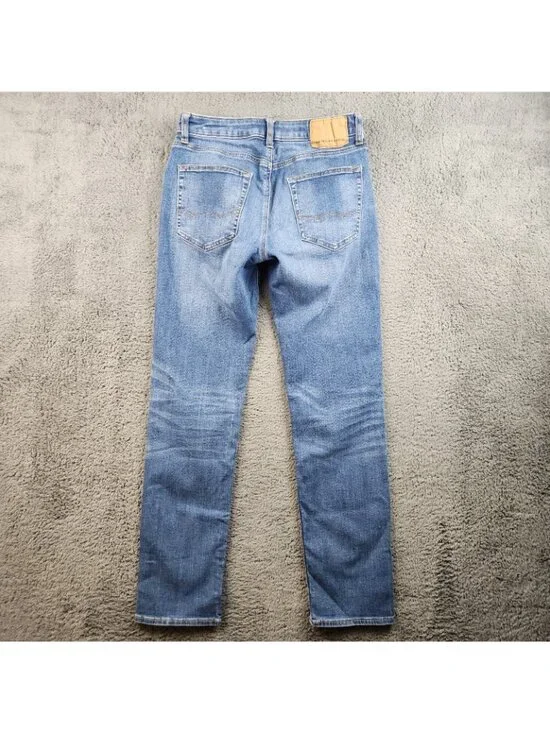 American Eagle AE Flex Slim Straight Jeans Men's 29x32 Stretch Light Wash Ripped - Picture 2 of 11